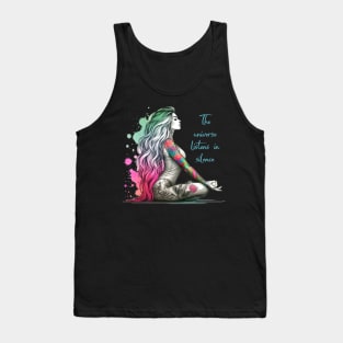 The universe listen in silence. Yoga Tank Top